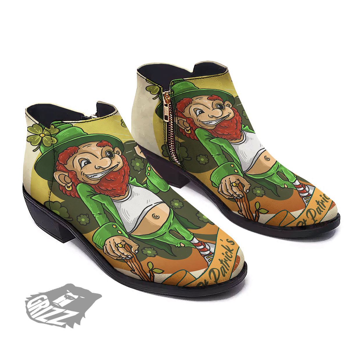 Patrick's Day Cute Shamrock Saint Print Ankle Boots-grizzshop