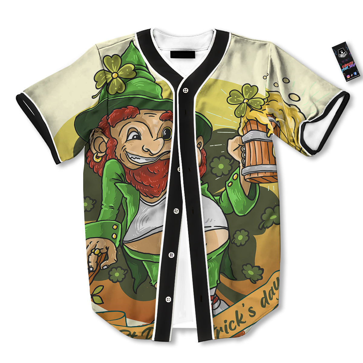 Patrick's Day Cute Shamrock Saint Print Baseball Jersey-grizzshop