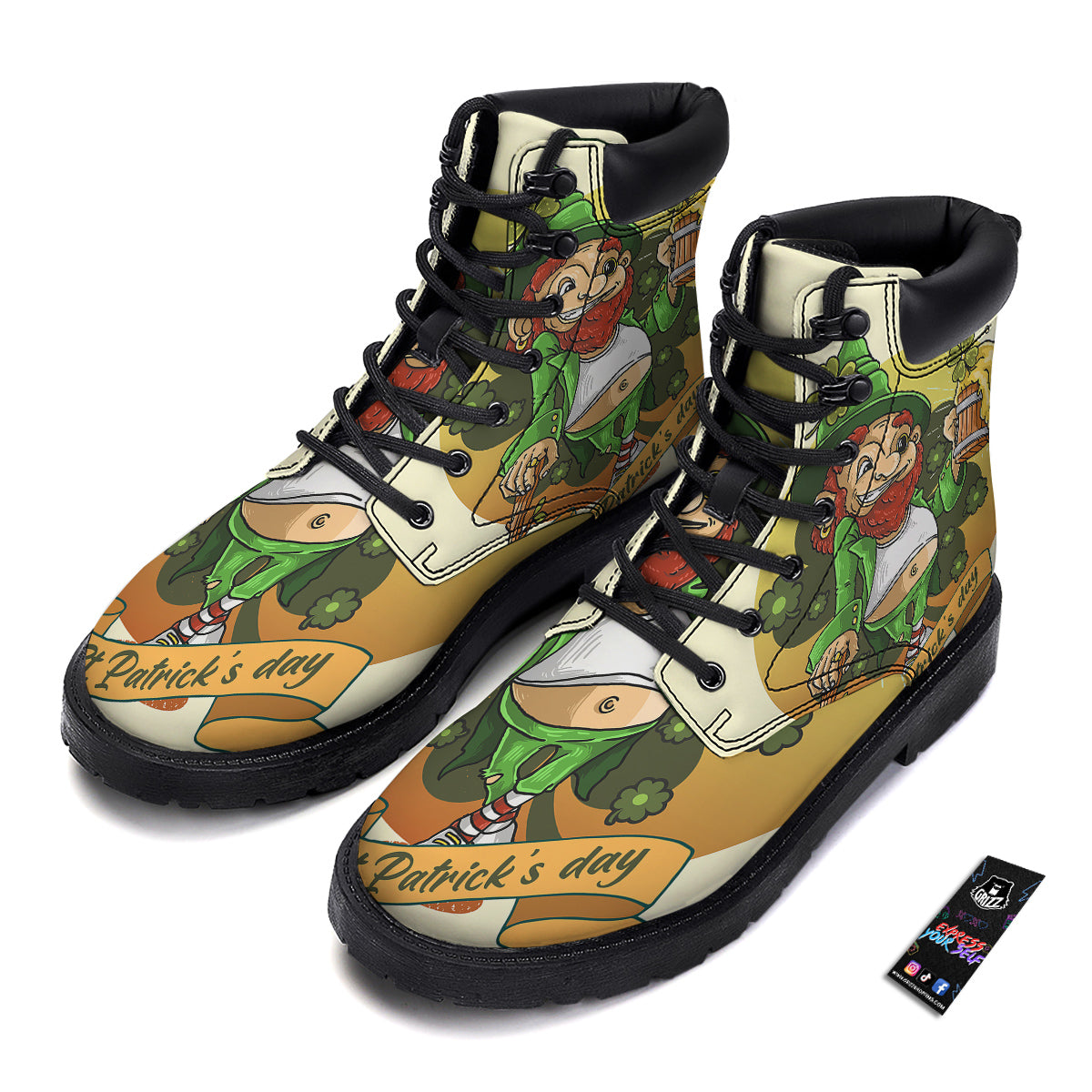 Patrick's Day Cute Shamrock Saint Print Boots-grizzshop