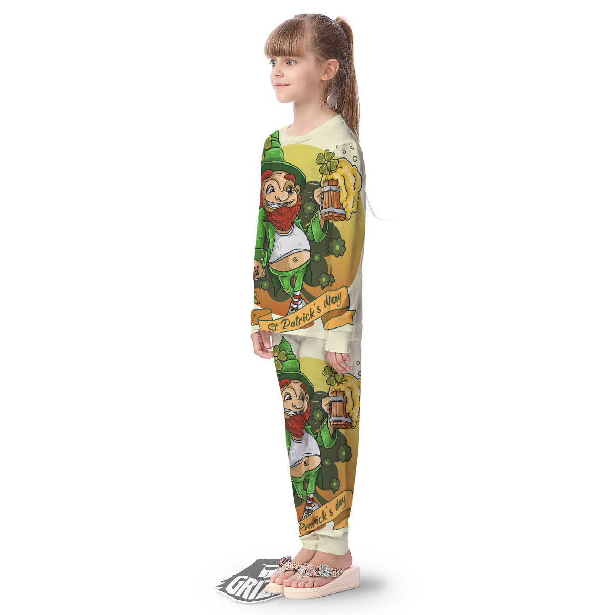 Patrick's Day Cute Shamrock Saint Print Kid's Pajamas-grizzshop
