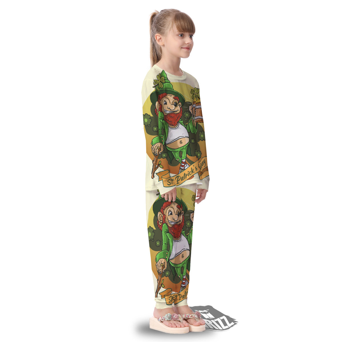 Patrick's Day Cute Shamrock Saint Print Kid's Pajamas-grizzshop