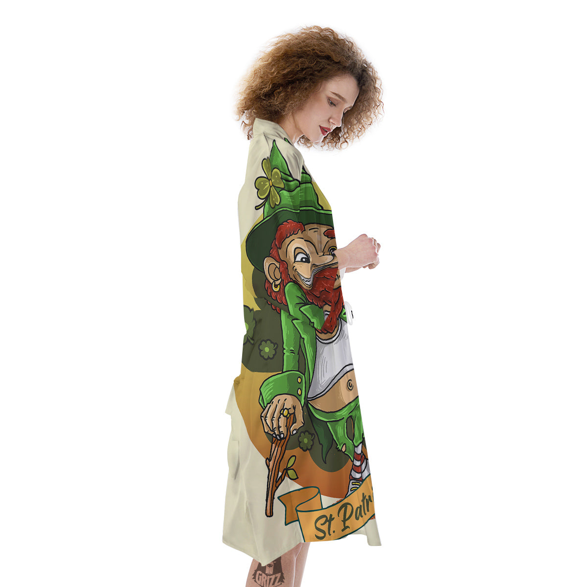 Patrick's Day Cute Shamrock Saint Print Kimono-grizzshop