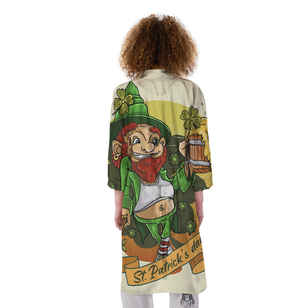 Patrick's Day Cute Shamrock Saint Print Kimono-grizzshop