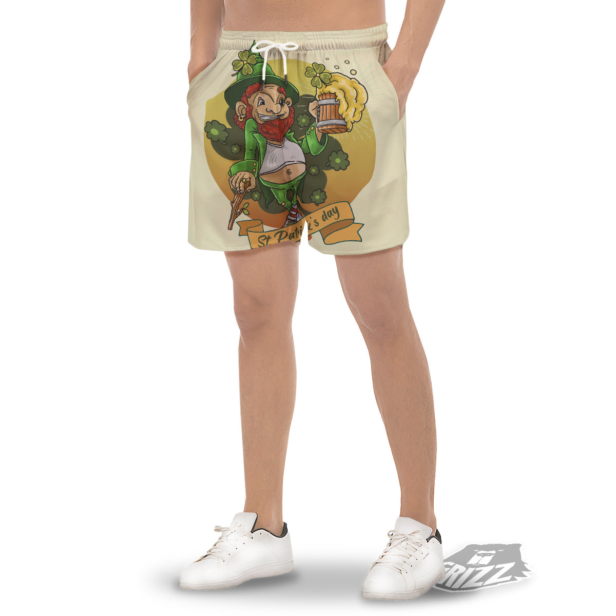 Patrick's Day Cute Shamrock Saint Print Men's Gym Shorts-grizzshop