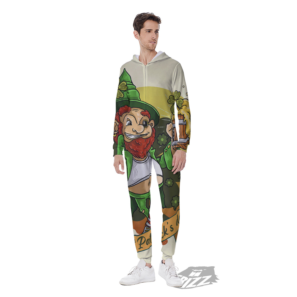Patrick's Day Cute Shamrock Saint Print Men's Jumpsuit-grizzshop