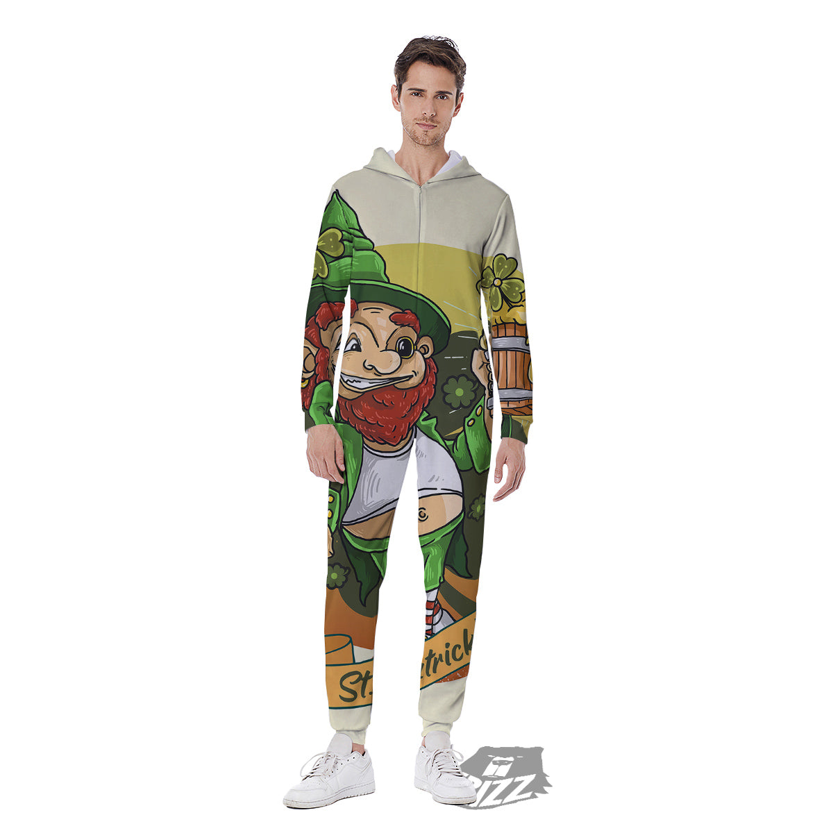 Patrick's Day Cute Shamrock Saint Print Men's Jumpsuit-grizzshop