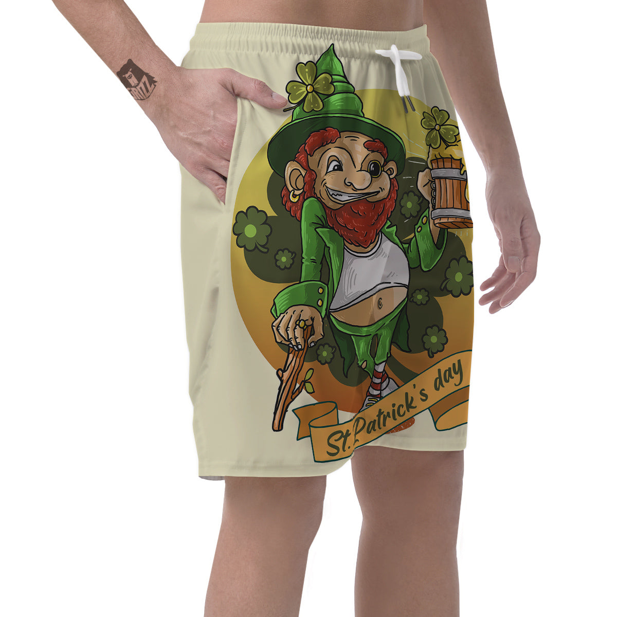 Patrick's Day Cute Shamrock Saint Print Men's Shorts-grizzshop