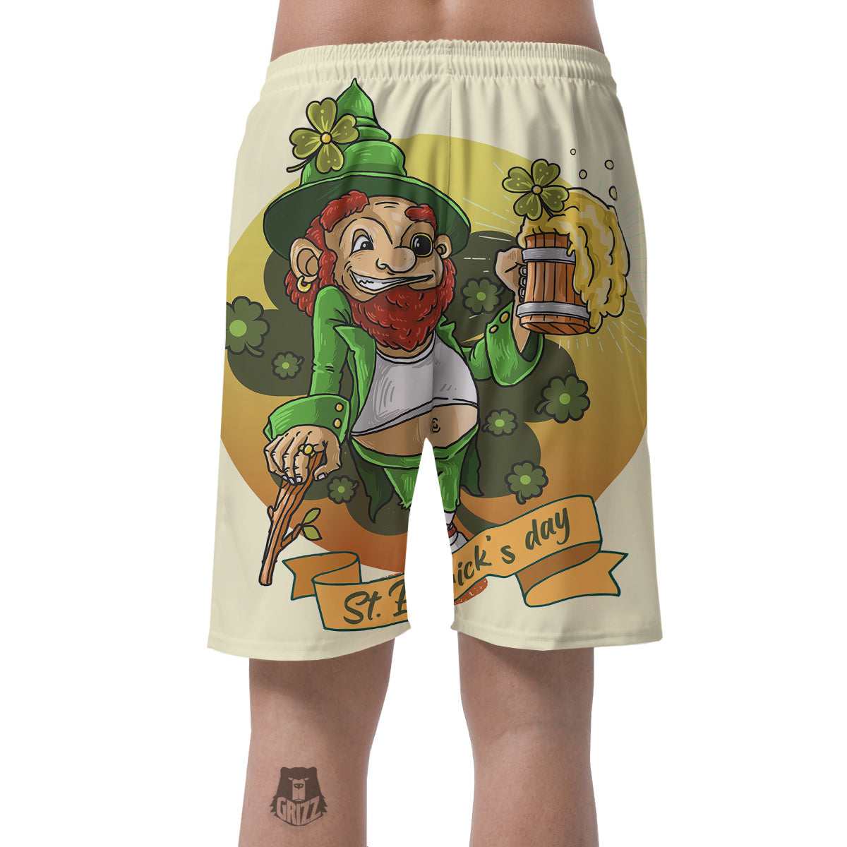 Patrick's Day Cute Shamrock Saint Print Men's Shorts-grizzshop