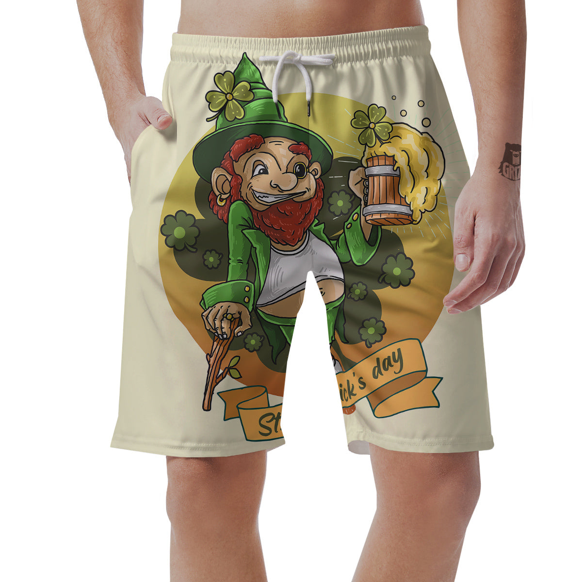 Patrick's Day Cute Shamrock Saint Print Men's Shorts-grizzshop