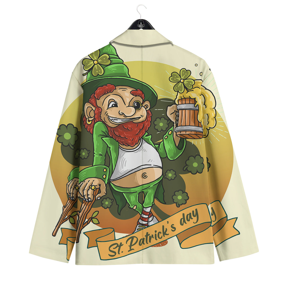 Patrick's Day Cute Shamrock Saint Print Men's Sport Coat-grizzshop