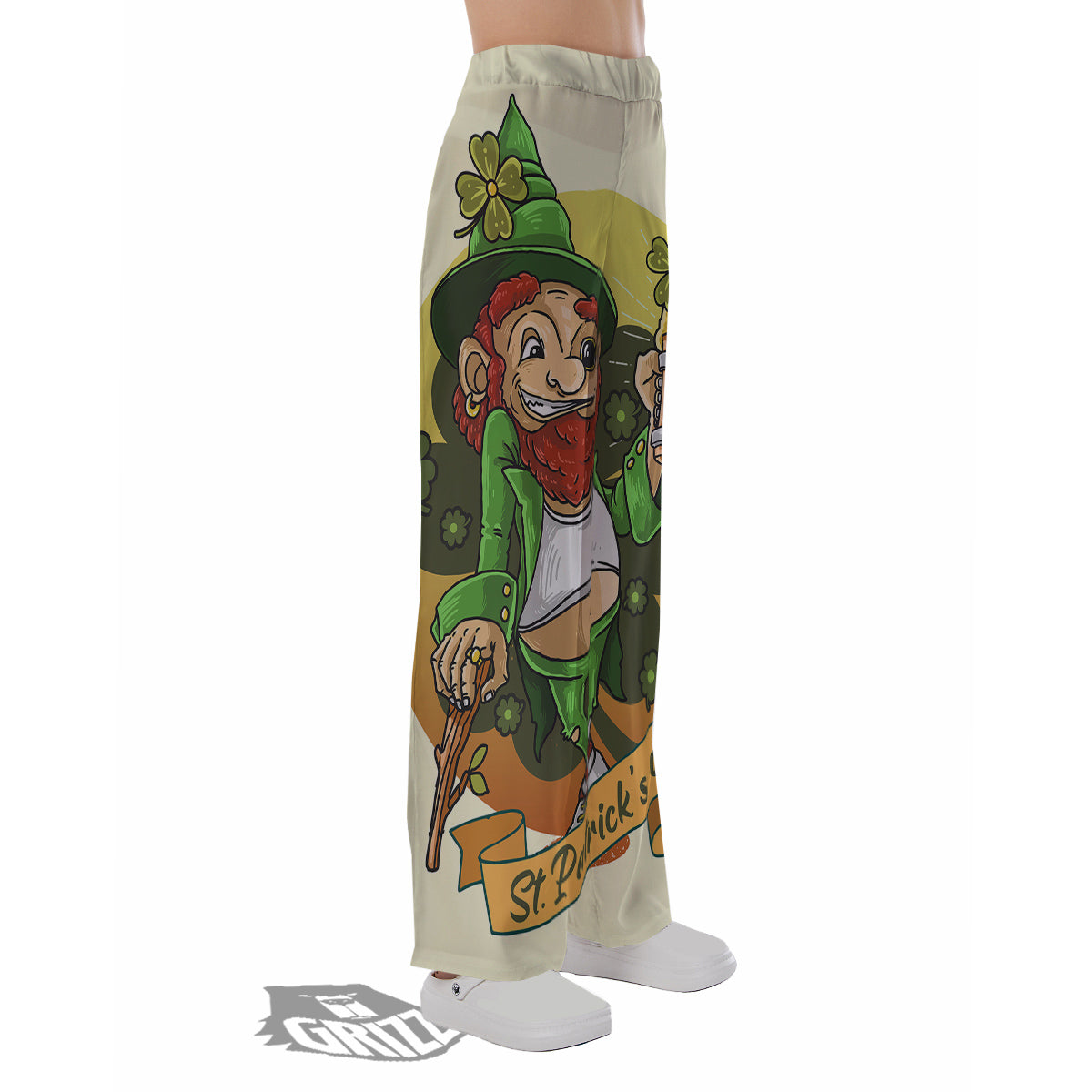 Patrick's Day Cute Shamrock Saint Print Pajama Pants-grizzshop