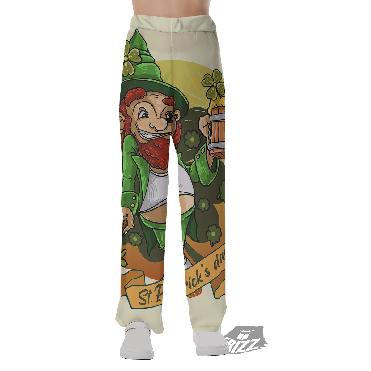 Patrick's Day Cute Shamrock Saint Print Pajama Pants-grizzshop