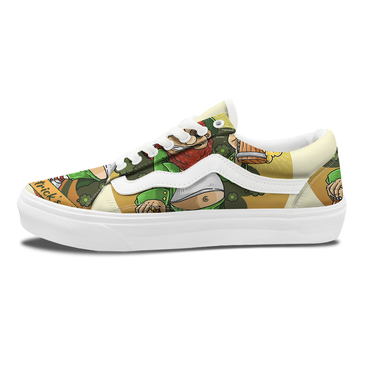 Patrick's Day Cute Shamrock Saint Print Skate Shoes-grizzshop