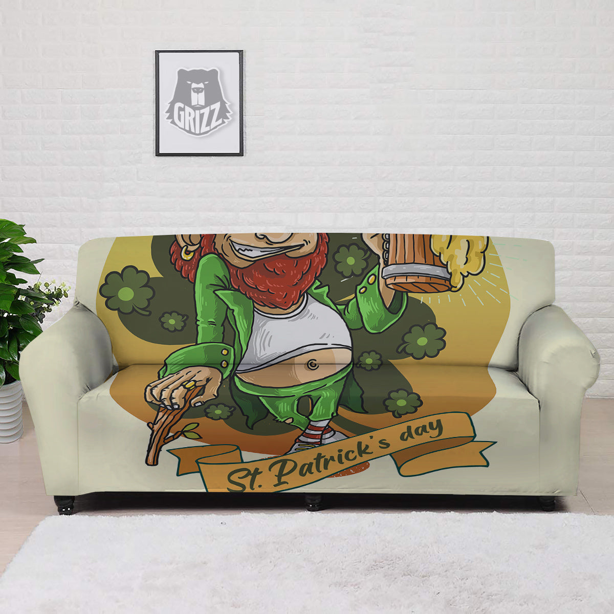 Patrick's Day Cute Shamrock Saint Print Sofa Cover-grizzshop