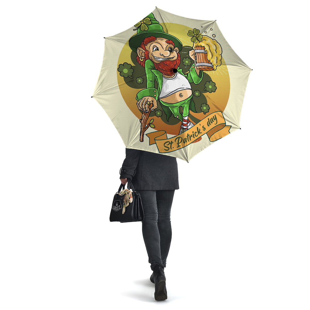 Patrick's Day Cute Shamrock Saint Print Umbrella-grizzshop