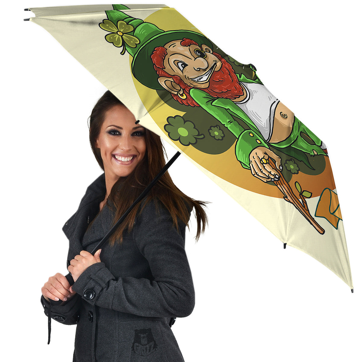 Patrick's Day Cute Shamrock Saint Print Umbrella-grizzshop