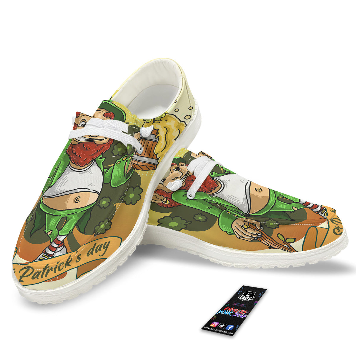 Patrick's Day Cute Shamrock Saint Print White Loafers-grizzshop