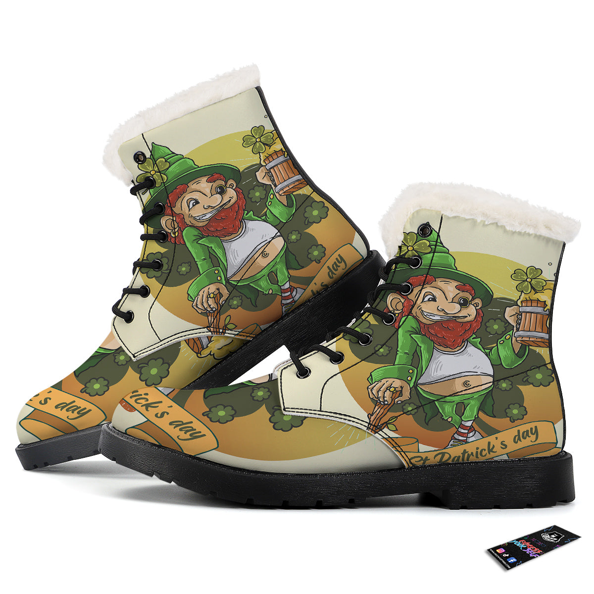 Patrick's Day Cute Shamrock Saint Print Winter Boots-grizzshop