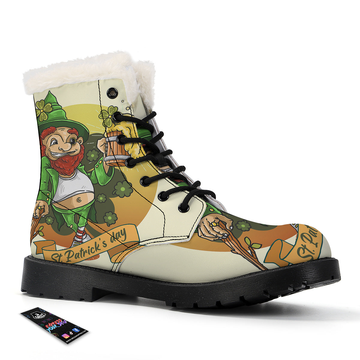 Patrick's Day Cute Shamrock Saint Print Winter Boots-grizzshop