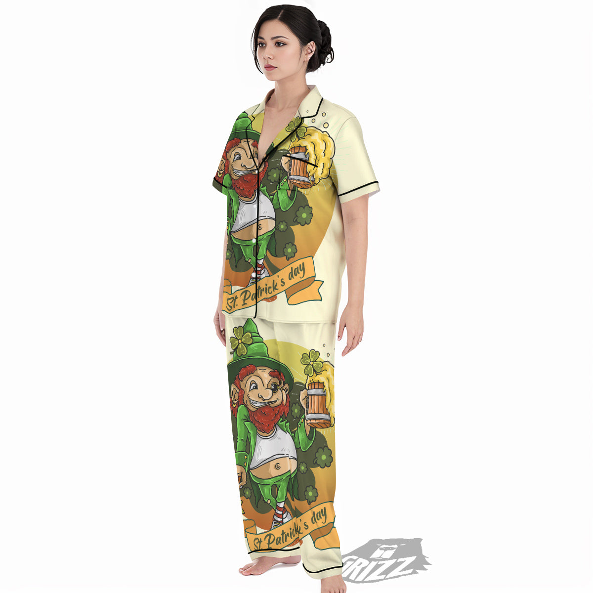 Patrick's Day Cute Shamrock Saint Print Women's Pajamas Set-grizzshop