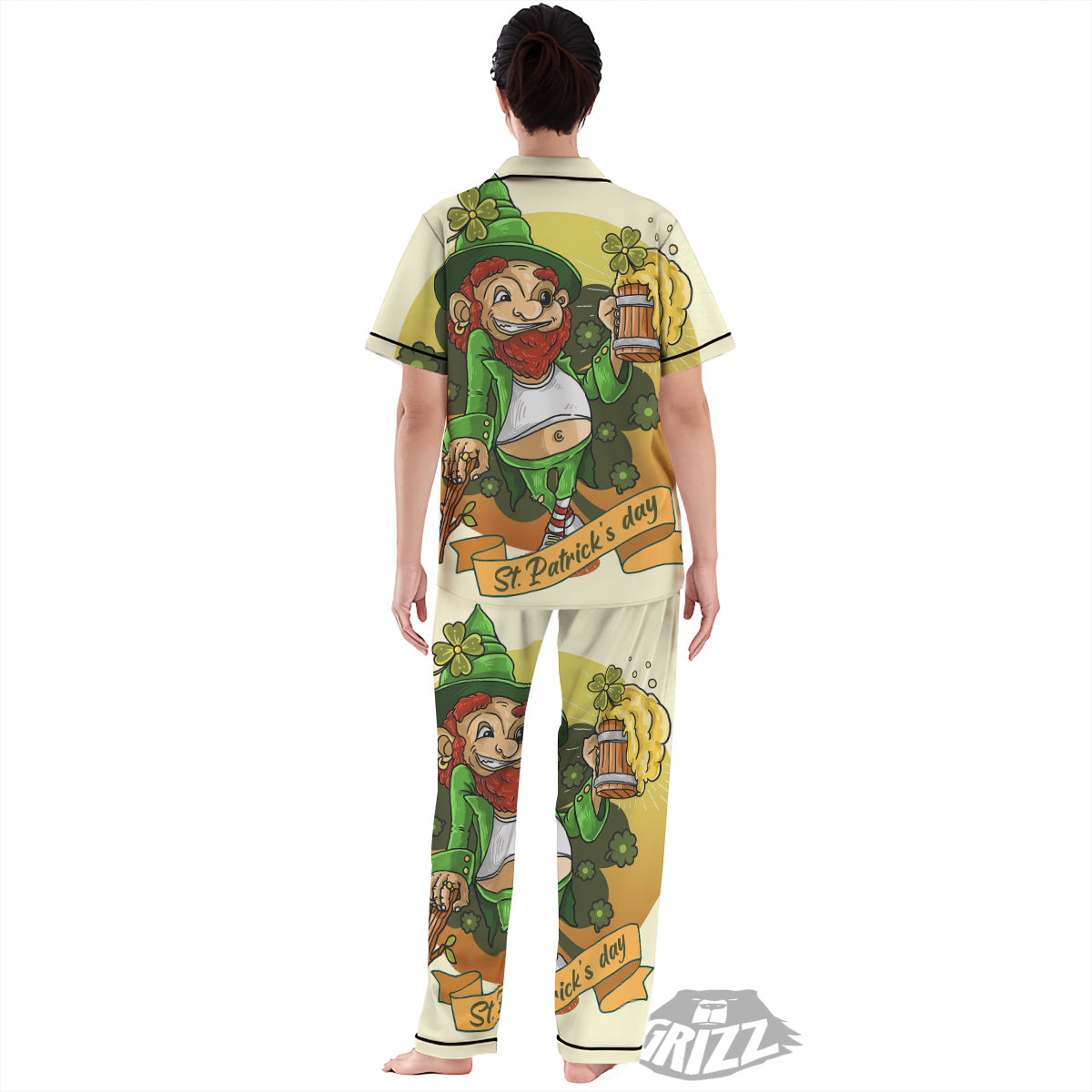 Patrick's Day Cute Shamrock Saint Print Women's Pajamas Set-grizzshop