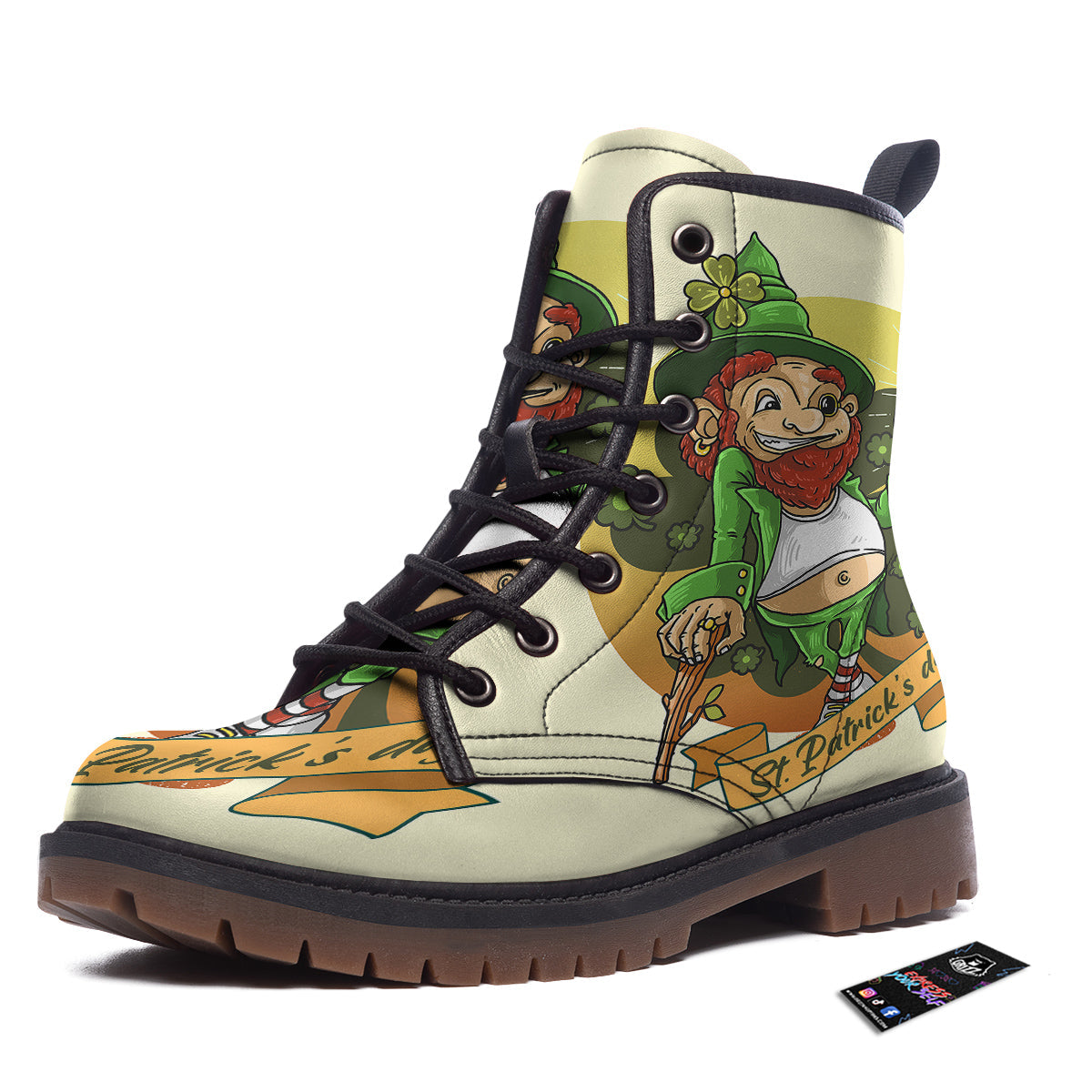 Patrick's Day Cute Shamrock Saint Print Work Boots-grizzshop