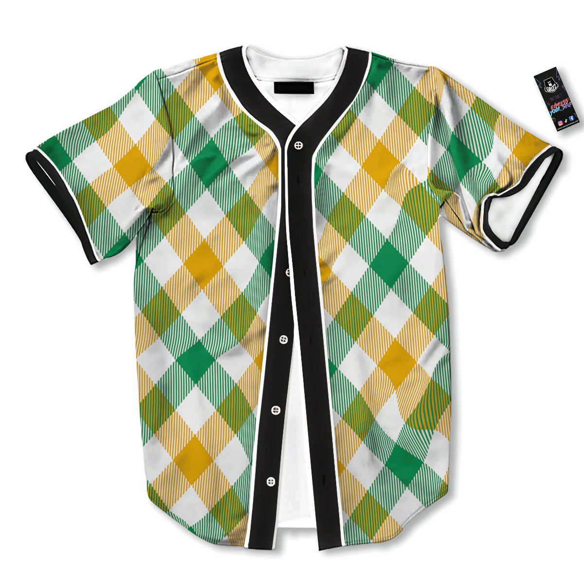 Patrick's Day Irish Plaid Print Baseball Jersey-grizzshop