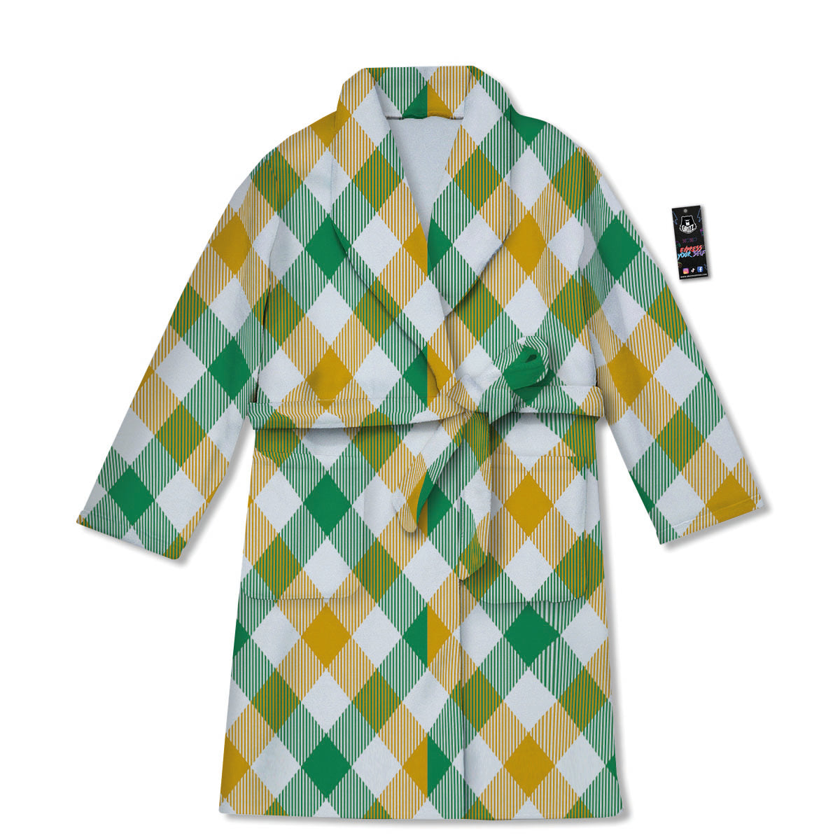 Patrick's Day Irish Plaid Print Bathrobe-grizzshop