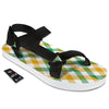 Patrick's Day Irish Plaid Print Black Open Toe Sandals-grizzshop