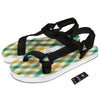 Patrick's Day Irish Plaid Print Black Open Toe Sandals-grizzshop