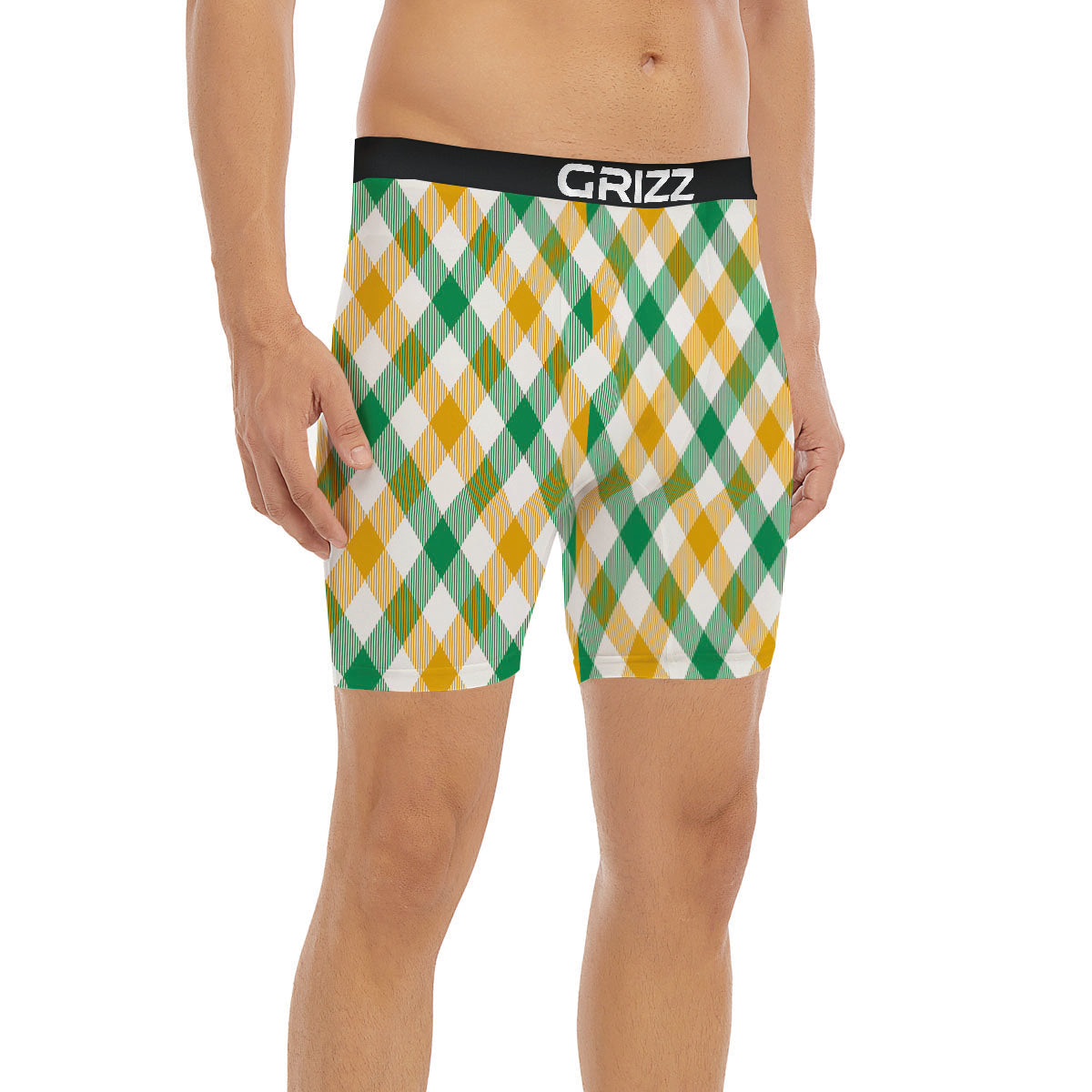 Patrick's Day Irish Plaid Print Boxer Briefs-grizzshop