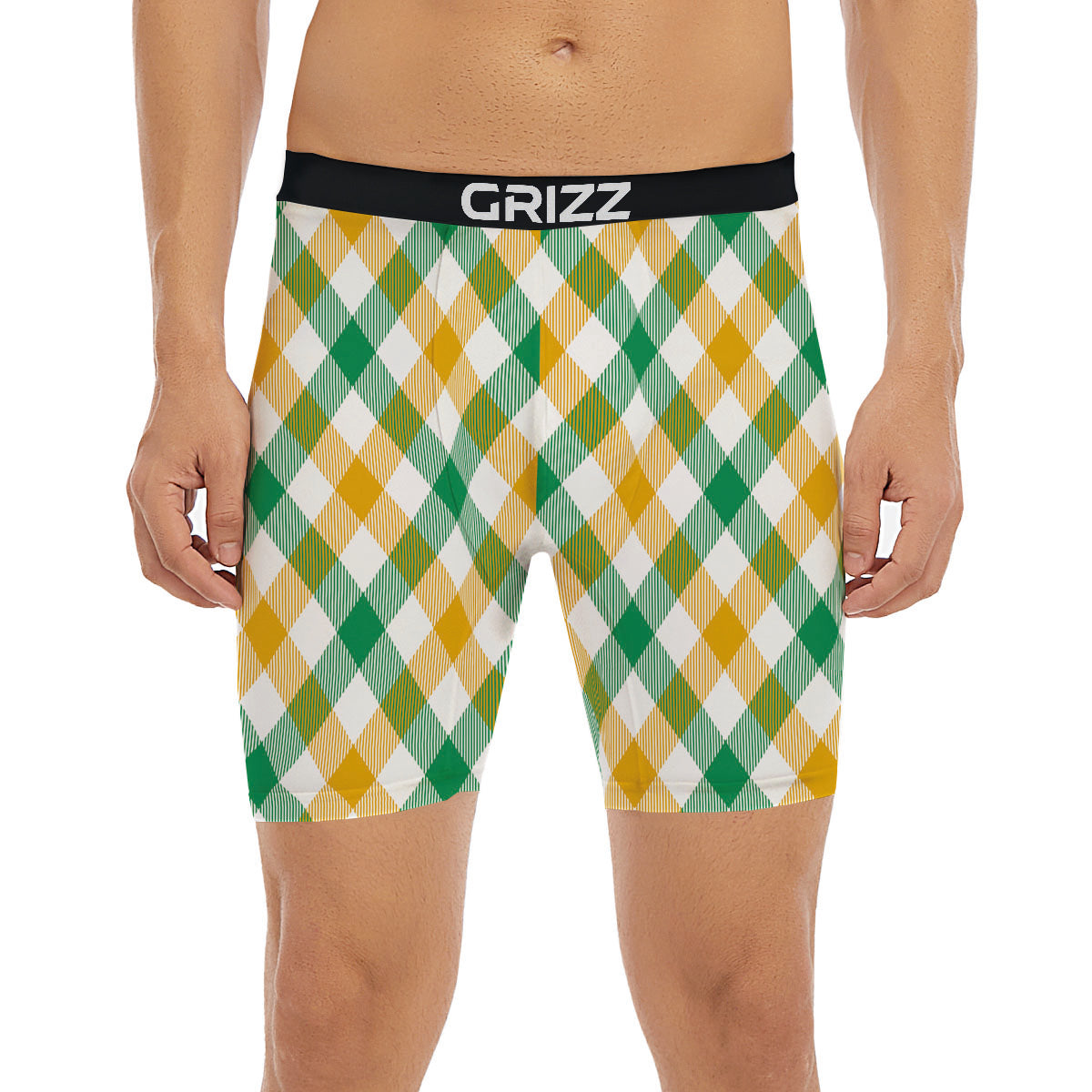 Patrick's Day Irish Plaid Print Boxer Briefs-grizzshop