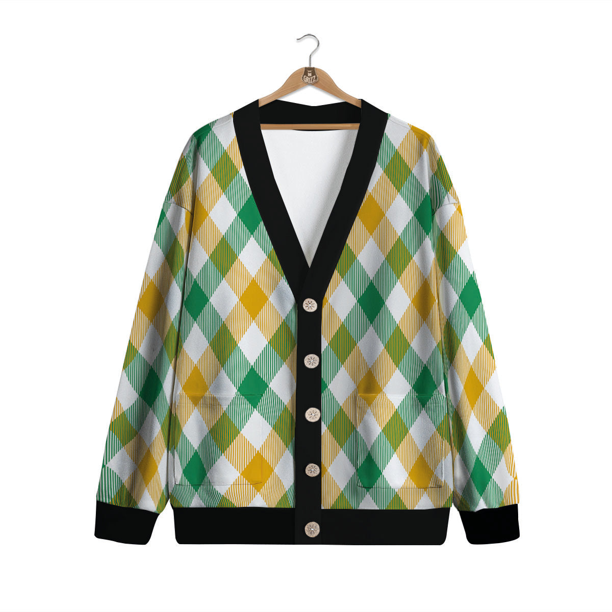 Patrick's Day Irish Plaid Print Cardigan-grizzshop