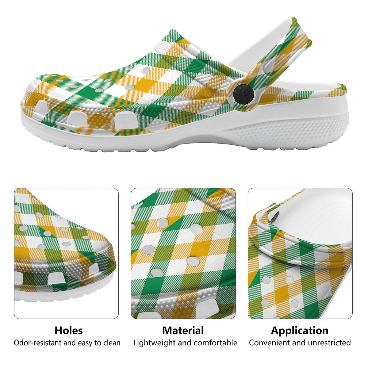 Patrick's Day Irish Plaid Print Clog-grizzshop