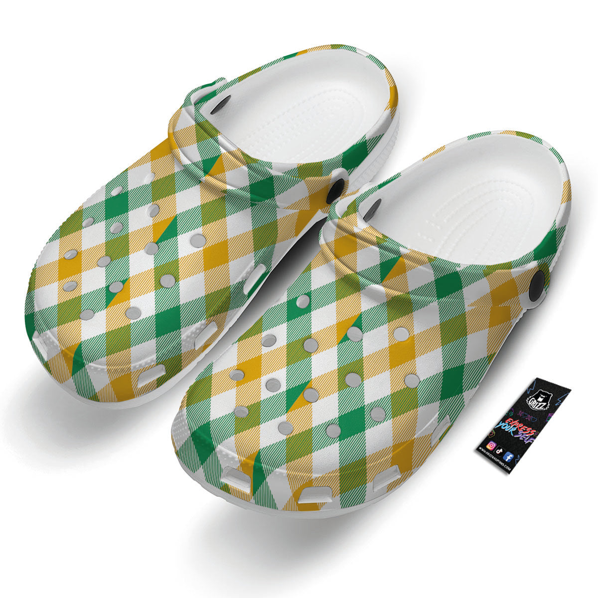 Patrick's Day Irish Plaid Print Clog-grizzshop