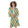 Patrick's Day Irish Plaid Print Kimono-grizzshop