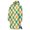 Patrick's Day Irish Plaid Print Long Down Jacket-grizzshop