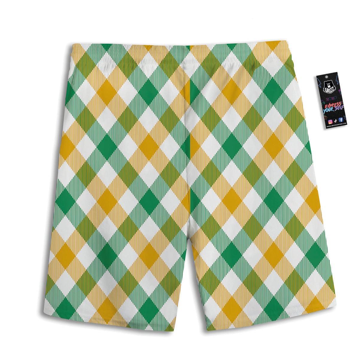 Patrick's Day Irish Plaid Print Men's Athletic Shorts