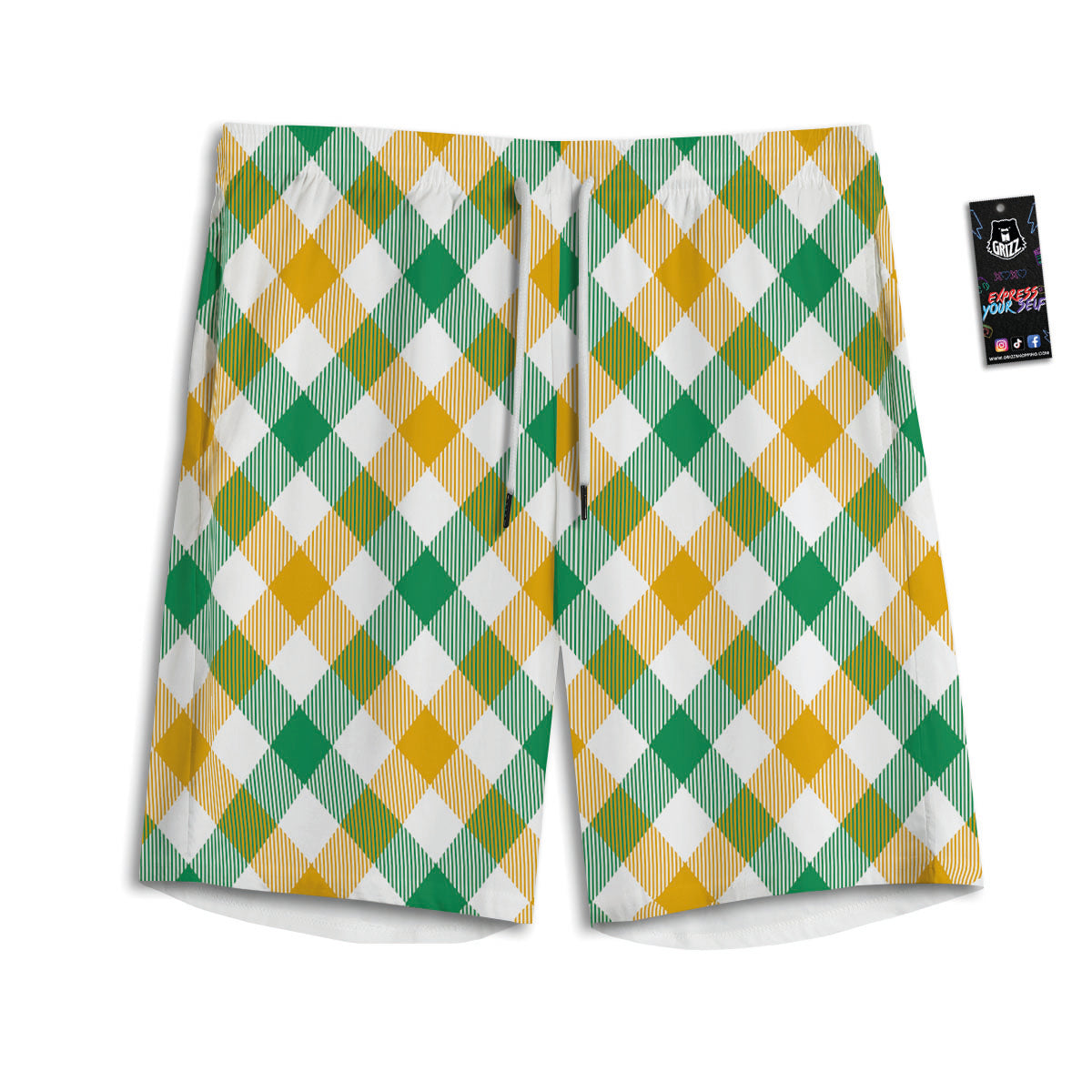Patrick's Day Irish Plaid Print Men's Athletic Shorts