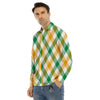 Patrick's Day Irish Plaid Print Men's Dress Shirts-grizzshop