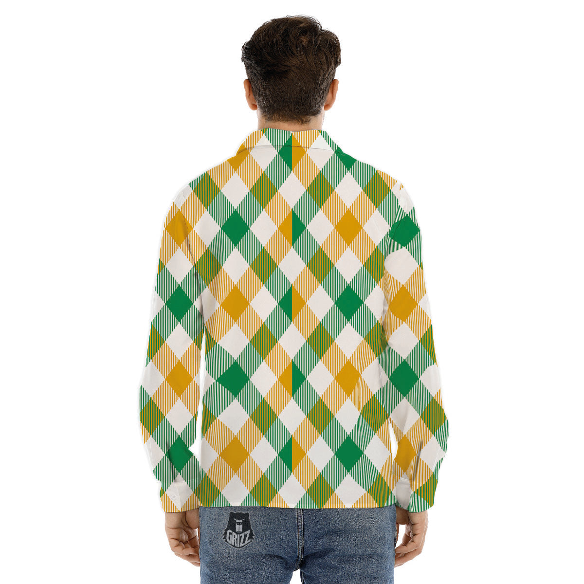 Patrick's Day Irish Plaid Print Men's Dress Shirts-grizzshop