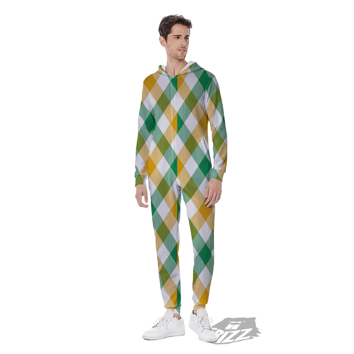 Patrick's Day Irish Plaid Print Men's Jumpsuit-grizzshop