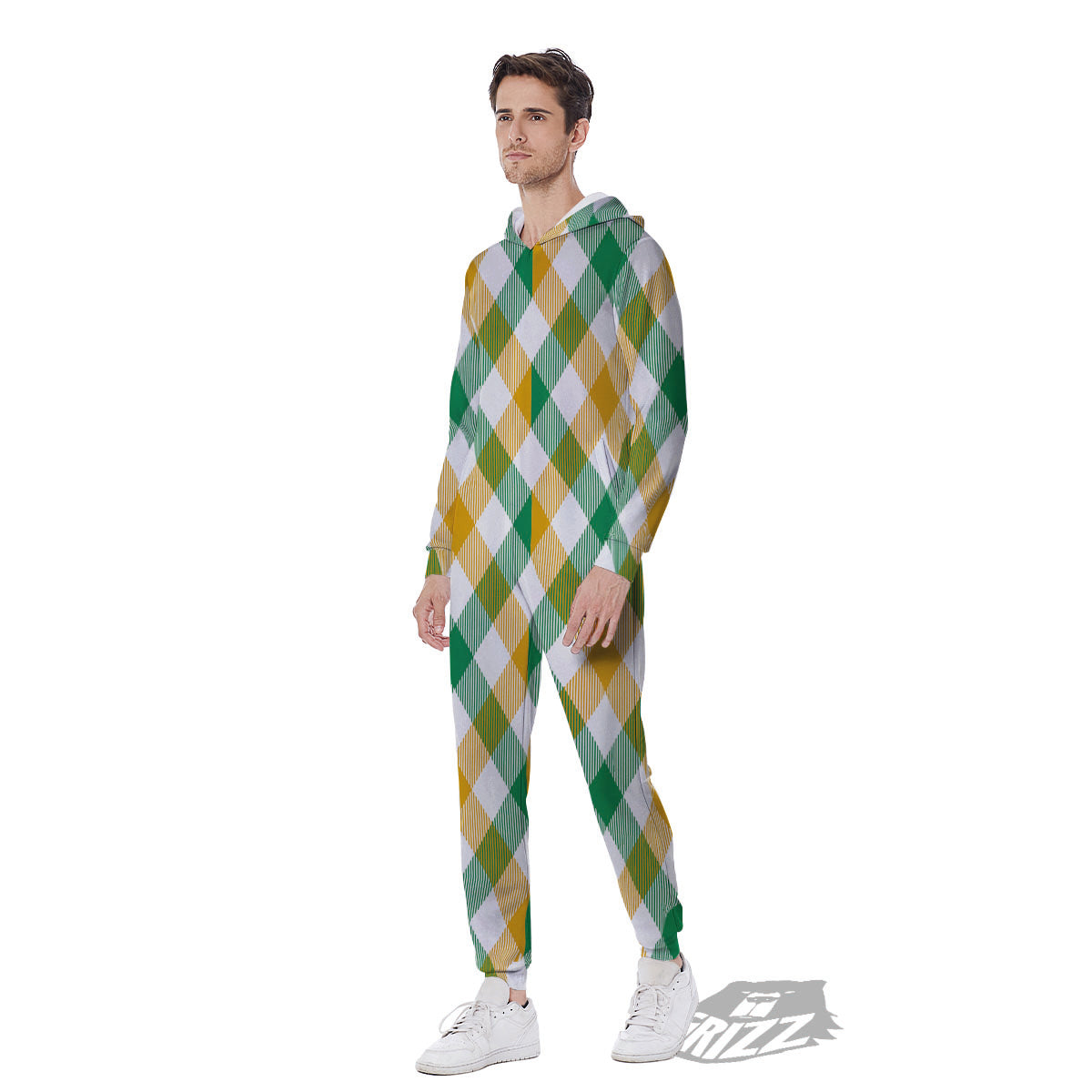 Patrick's Day Irish Plaid Print Men's Jumpsuit-grizzshop
