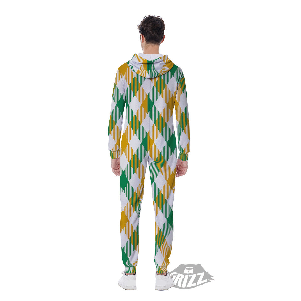 Patrick's Day Irish Plaid Print Men's Jumpsuit-grizzshop