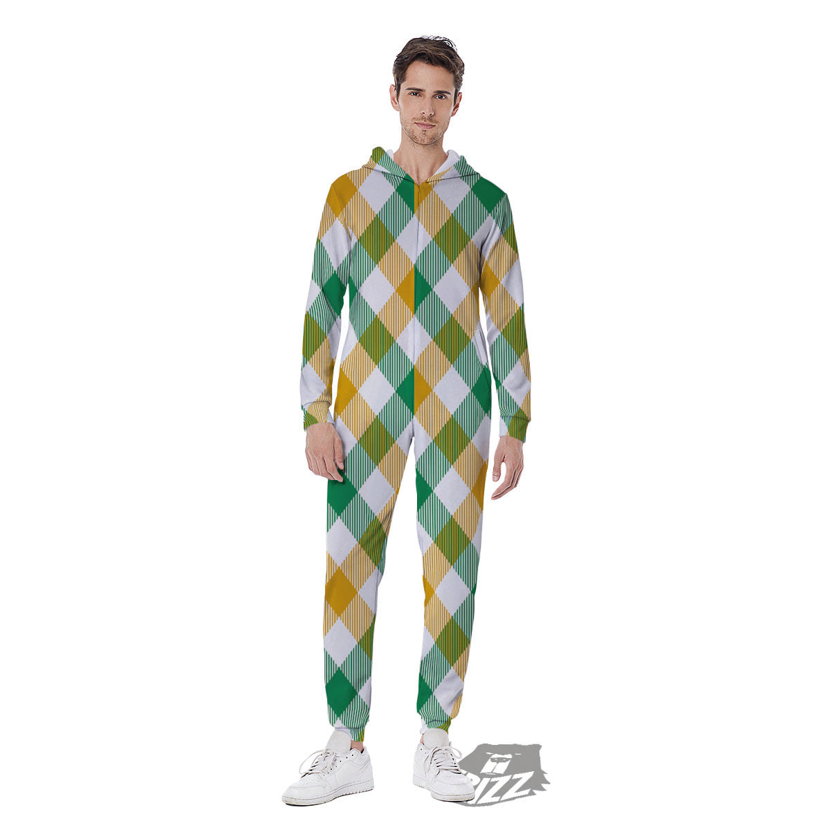 Patrick's Day Irish Plaid Print Men's Jumpsuit-grizzshop