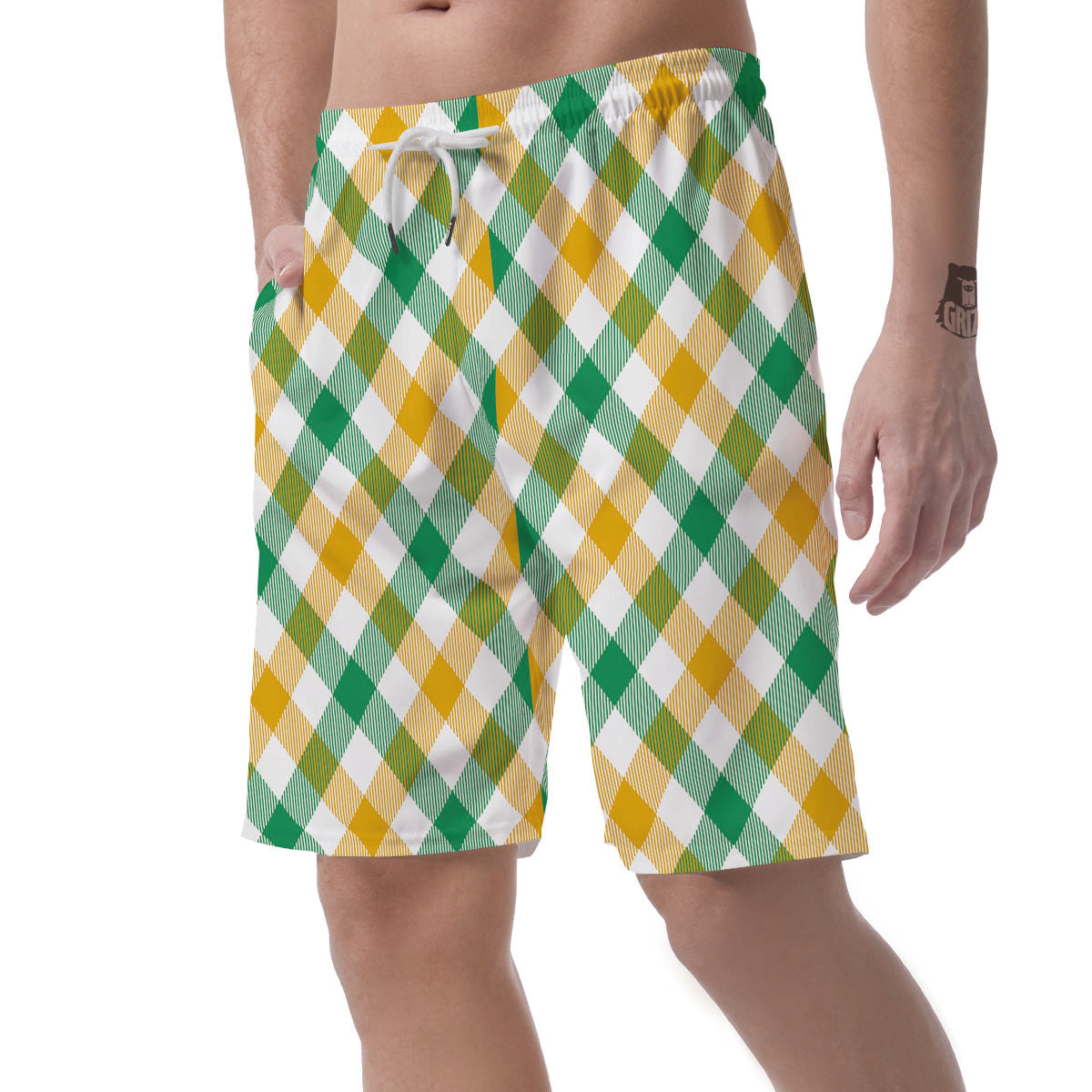 Patrick's Day Irish Plaid Print Men's Shorts-grizzshop