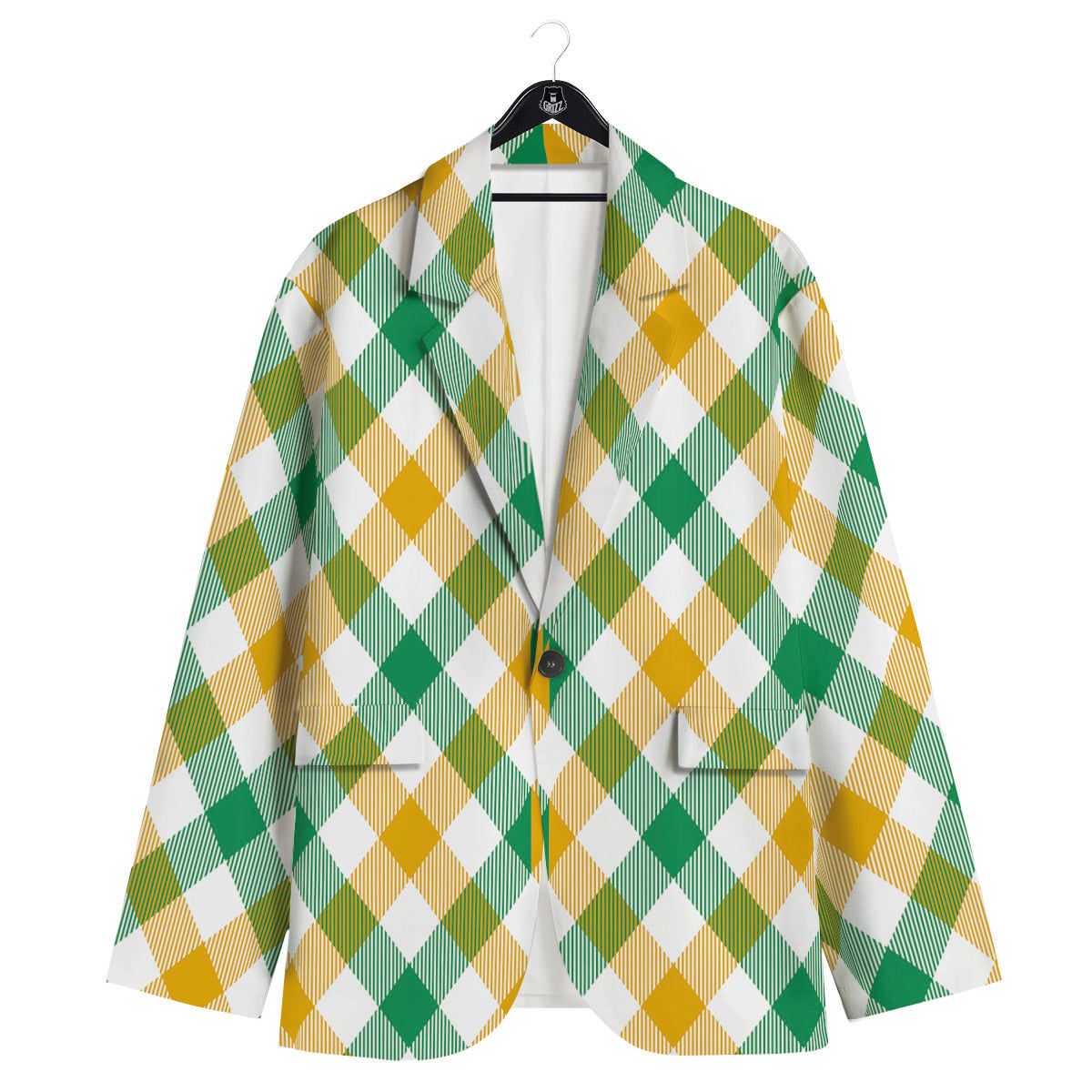 Patrick's Day Irish Plaid Print Men's Sport Coat-grizzshop