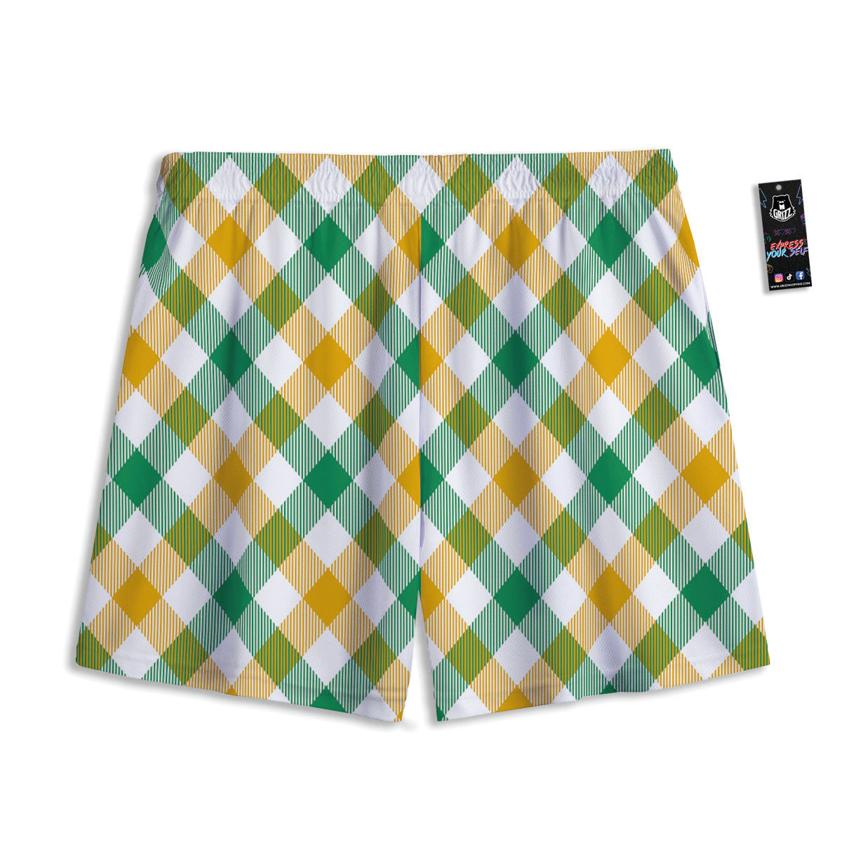 Patrick's Day Irish Plaid Print Mesh Shorts