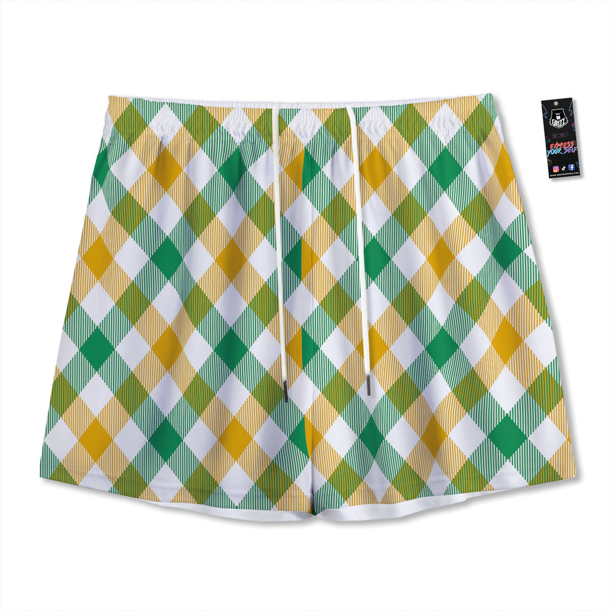 Patrick's Day Irish Plaid Print Mesh Shorts