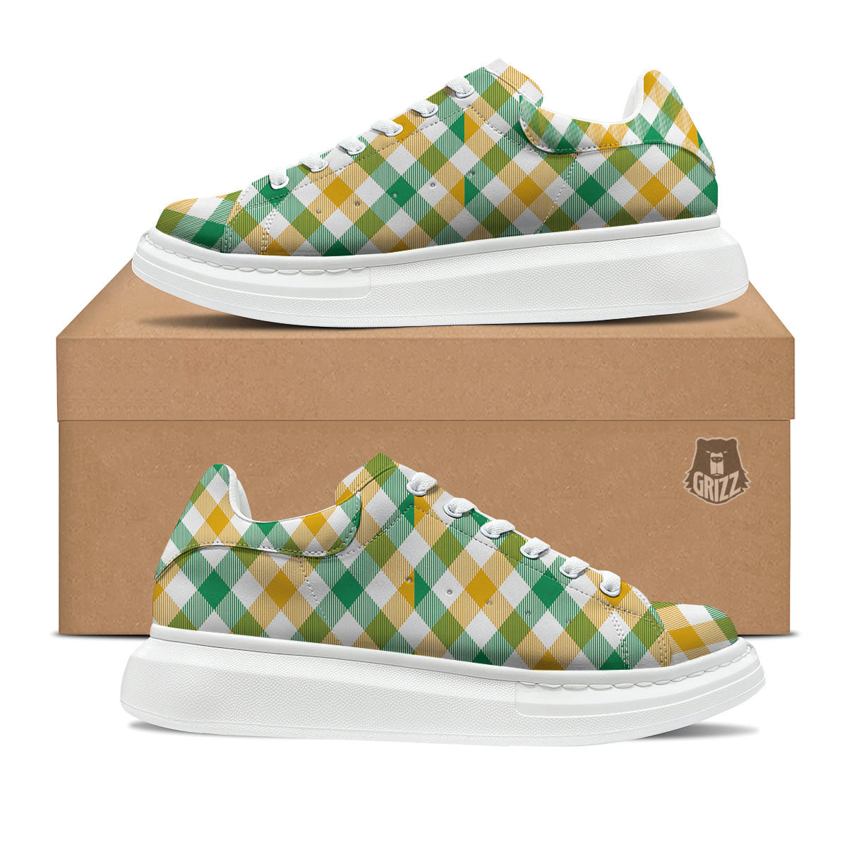 Patrick's Day Irish Plaid Print Platform Shoes-grizzshop